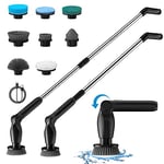 Leebein Electric Spin Scrubber, 2023 Cordless Cleaning Brush with Long Handle and 8 Replaceable Brush Heads, 2 Rotating Speed Shower Scrubber for Bathroom Tub, Floor, Tile, Kitchen, Car Wash (Black)