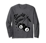 Cute Lucky Cherry Black Ball Eight Magic Pool Fruit Long Sleeve T-Shirt