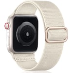 Rem Justerbar Stretch Nylon Flätad Sport Ersättningsrem för iWatch SE Series 8/7/6/5/4/3/2/1, 38mm/40mm/41mm, Starlight