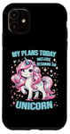 iPhone 11 Cute Pink Unicorn My Plans Today Quote Fantasy Girls Women Case