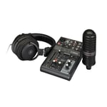 YAMAHA LIVE STREAMING PACK MIKSERI KUULOKKEET MIKROFONI MUSTA (AG03MK2BLSPK)