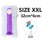 AUCUNE Appareil de massage,Énorme chair réaliste gode vagin Anal godemichet sangle sur pénis ventouse pour femme - Type Purple XXL