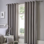 Fusion Silver W90 x L90 Light Grey Eyelet Curtains-100 Bedroom/Living Room-Door Curtain-Thermal Drapes/Window Treatment-Sorbonne Collection, 50Percent_Cotton, 90" Width x 90" Drop (229 x 229cm)