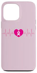 Coque pour iPhone 13 Pro Max Soutien rose pour la sensibilisation au rythme cardiaque du cancer du sein