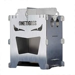 OneTigris ROCUBOID Four à bois portable en acier inoxydable pour camping, réchaud à alcool Four pour la randonnée, le bushkraft trekking, l'extérieur avec sac de transport (acier inoxydable 304)