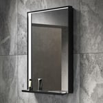 500x700 Fusion LED Black Bathroom Mirror | Shelf | QI charger | Demister Pad