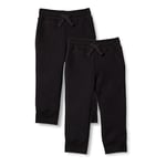 Amazon Essentials Pantalon de Jogging en Polaire Garçon, Lot de 2, Noir, 8 Ans