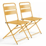 Lot de 2 chaises de jardin pliantes en métal jaune - Palavas - Jaune