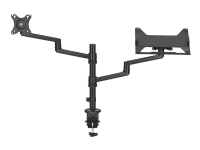 Neomounts DS20-425BL2 - Monteringssett (skrivebordsklemmemontering, VESA-adapter, notebook-bakke, skrivebordsmalje, skjermarm, brettarm til bærbar) - helbevegelses justerbar arm - for LCD-skjerm / notebook - stål - svart - skjermstørrelse: 17-27 (LCD display) / 11.6-17.3 (notebook)