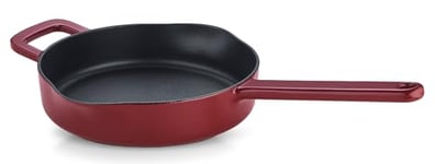 Fissler Collection Moments Poêle En Fonte Émaillée (24 cm), Anti-adhésive, À Bord Haut, Avec Bords Verseurs, Œillet De Suspension, Sans PFAS/PTFE, Compatible Induction, Rouge Bordeaux