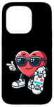 Coque pour iPhone 15 Pro Skateboard patineur coeur Saint-Valentin