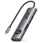 acer Hub USB C, Adaptateur USB C vers HDMI 7-en-1, 2*USB 3.0 et USB C 3.0, HDMI 4K@60Hz, PD 100W, Lecteur de Carte SD/TF, Bouton Marche/Arrêt de l'Écran Compatible avec iPad Pro, MacBook, Galaxy etc.