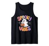 Spooky Vibes Halloween Graphic With A Cute Ghost Tank Top