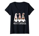 Womens African American Gnome halloween thanksgiving Christmas V-Neck T-Shirt