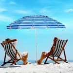 Parasol de Plage Inclinable 2,45 m Protection upf 50+ Baleines en Fibre de Verre avec Sac Pied Amovible Bleu foncé - Costway