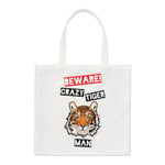 Beware Crazy Tiger Man Regular Tote Bag Funny Animal Shopper Shoulder