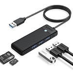 USB C Hub, ORICO USB Hub with SD/TF Card Reader, 3 USB 3.0 Ports,USB Splitter USB Expander for Laptop, Xbox, Flash Drive, HDD, Console, Printer, Camera,Keyborad, Mouse(1M,Black)