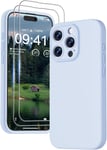 3 En 1 Coque Iphone 15 Pro Max Silicone Liquide - Avec 2 Verre Tremp?? - ??Tui Protection Pr??Cise De Cam??Ra [R??Sistant Aux Rayures [Antid??Rapant Iphone 15 Pro Max Case 6.7"", Bleu Ciel