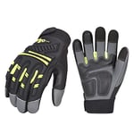 Vgo... Gants de mécanicien, gants d'arbewit, gants de rigger, Heavy Duty, anti-vibrations, anti-abrasion, cuir de chèvre, écran tactile (GA8954,8/M,Vert,1Paire)