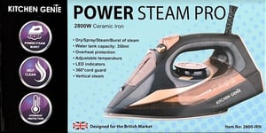 Kitchen Genie Power Steam PRO 2800W, Ceramic Iron, 350ml Tank, Vertical Steam