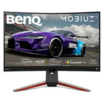 BenQ MOBIUZ EX3210R 32 Inch QHD VA 1000R Curved Gaming Monitor, 165Hz 1ms, HDR400, 90% P3, 2.1ch Speaker, Freesync Premium Pro, Remote control, and PS5/Xbox X Compatible, Metallic Grey