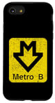 Coque pour iPhone SE (2020) / 7 / 8 Logo du train du métro de Prague, effet usé vintage