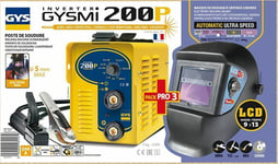 GYS Onduleur Electrodes Soudeur Gysmi 200P 031579+ Casque de Soudage LCD 9/13