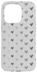 Coque pour iPhone 15 Pro Cœurs gris sur fond gris neutre