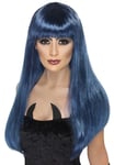 Halloween Ladies Glamour Blue Black Witch Wig