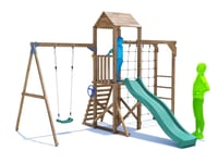 Climbing Frame with One Swing, High Platform, Monkey Bars and Net SquirrelFort