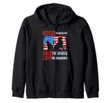 Rescue Save Love, Animal Rescue Dog Cat Lovers Zip Hoodie