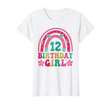 12th Birthday Shirt Girls 12yr 12 Year Old Rainbow Groovy T-Shirt