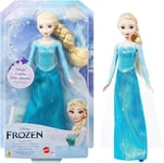 Mattel Disney Frozen Singing Elsa Doll, Frozen Elsa in Signature Clothing, Poseable Doll with Button that Sings "Let It Go" Song, Toys for Ages 3 and Up, English Version, HLW55