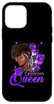 Coque pour iPhone 12 mini Violet Capricorne Queen Femme afro-américaine Dec Jan