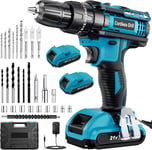 LEEIKOO Cordless Drill Driver 21V, Cordless Hammer Drill with 2 Batteries 25+3 2