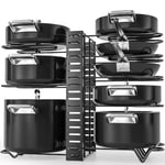 G-TING Pot Rack Organizers, 8 Tiers Pots and Pans Organizer for Kitchen Organization & Storage, Adjustable Pot Lid Holders & Pan Rack for Kitchen, Lid Organizer for Pots and Pans With 3 DIY Methods…