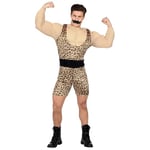 WIDMANN 02543 Adult Mens Strongman Costume. Include overalls with muscle shirt and belt and black moustache. Circus, Fancy Dress, Outfit