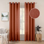 MIULEE 2 Panneaux Rideaux Lin Imitaion Rideau De Fenêtre Semi-Transparents Lisse Élégant Décoration Panneaux Voile De Fenêtre Durable Traitement pour Chambre Salon Balcon 140x160(L X H) Rouge Brique