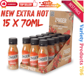 New Zinger Extra Hot Natural Ginger Shot Organic Plant Based - Pack of 15 x 70ml