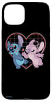 Coque pour iPhone 15 Plus Disney Lilo et Stitch Angel Heart Kisses