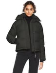 Orolay Manteau en Duvet Court pour Femme Épaissie Hiver Recadrée Doudoune avec Capuche Amovible Noir L