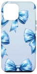 iPhone 14 Pro Max Aesthetic Blue Bows in a Watercolor Style Girl Case