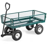 Chariot de jardinage en métal charge 200 kg chariot utilitaire de jardin avec côtés amovibles et long manche vert