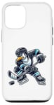 Coque pour iPhone 12/12 Pro Dessin animé de joueur de hockey pingouin cool