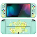 PlayVital ZealProtect Soft Protective Case for Nintendo Switch OLED, Flexible Protector Joycon Grip Cover for Switch OLED with Thumb Grip Caps & ABXY Direction Button Caps - Lemonade Kitty