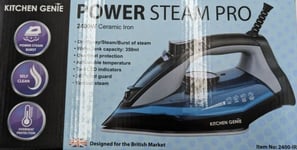 Kitchen Genie Power Steam PRO 2400W 350ml Tank Ceramic Iron Teal Blue NEW