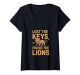 Womens Lost The Keys Found The Lions Funny Zoologist V-Neck T-Shirt