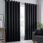 Fusion - Rideaux Noirs 229 x 183 cm - 2 Panneaux - Rideaux à œillets Noirs - Rideaux Thermiques pour Chambre/Salon - Rideaux et tentures Noirs - Rideaux de Porte Noirs - Collection Strata