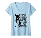 Womens Rescue Save Love, Animal Rescue Dog Cat Lovers V-Neck T-Shirt