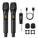 TONOR Micro Karaoke sans Fil, UHF Microphone Dynamique Chant Portable à Main avec Récepteur Rechargeable pour Karaoké Discours Mariage DJ Spectacles église Classe Conférences TW320 Noir